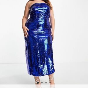 (ASOS) Collective The Label Cobalt Blue Sequin Midi Dress
